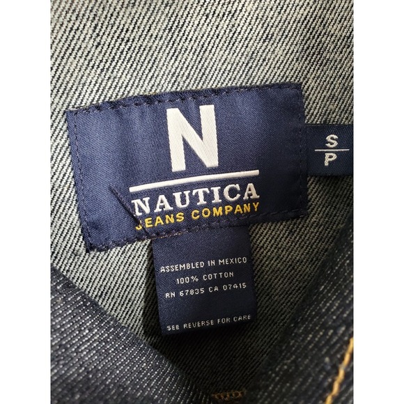 Vtg Y2K Nautica Jeans Denim Trucker Jacket Mens S Blue Dark Indigo - Picture 2 of 11